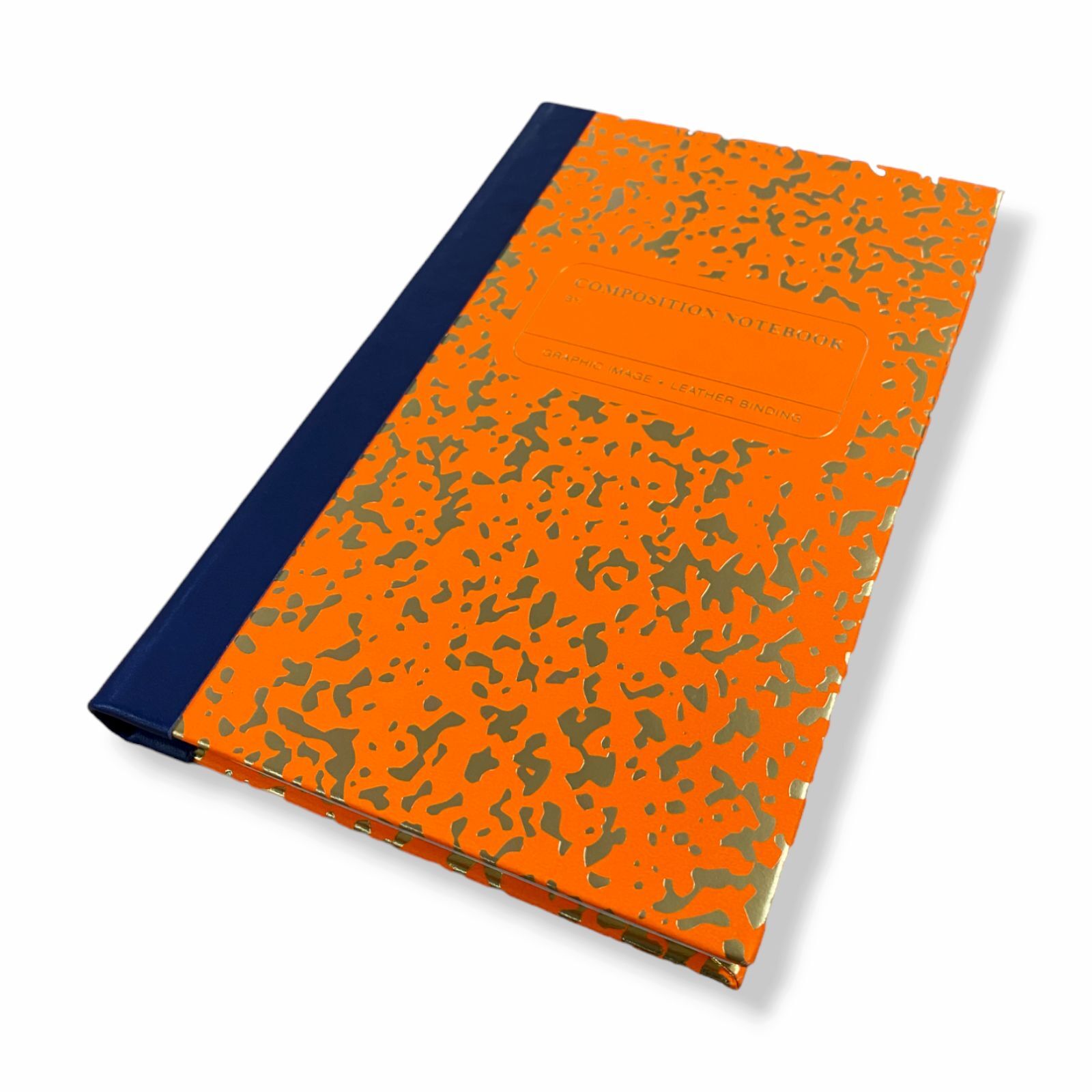 $55 Graphic Image Neon Orange Gold Composition Notebook Leather Edition 6″ x 8″