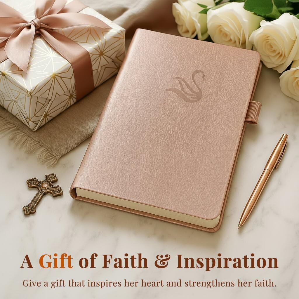 Bible Study Journal for Women – Guided Christian Notebook with Rose Gold