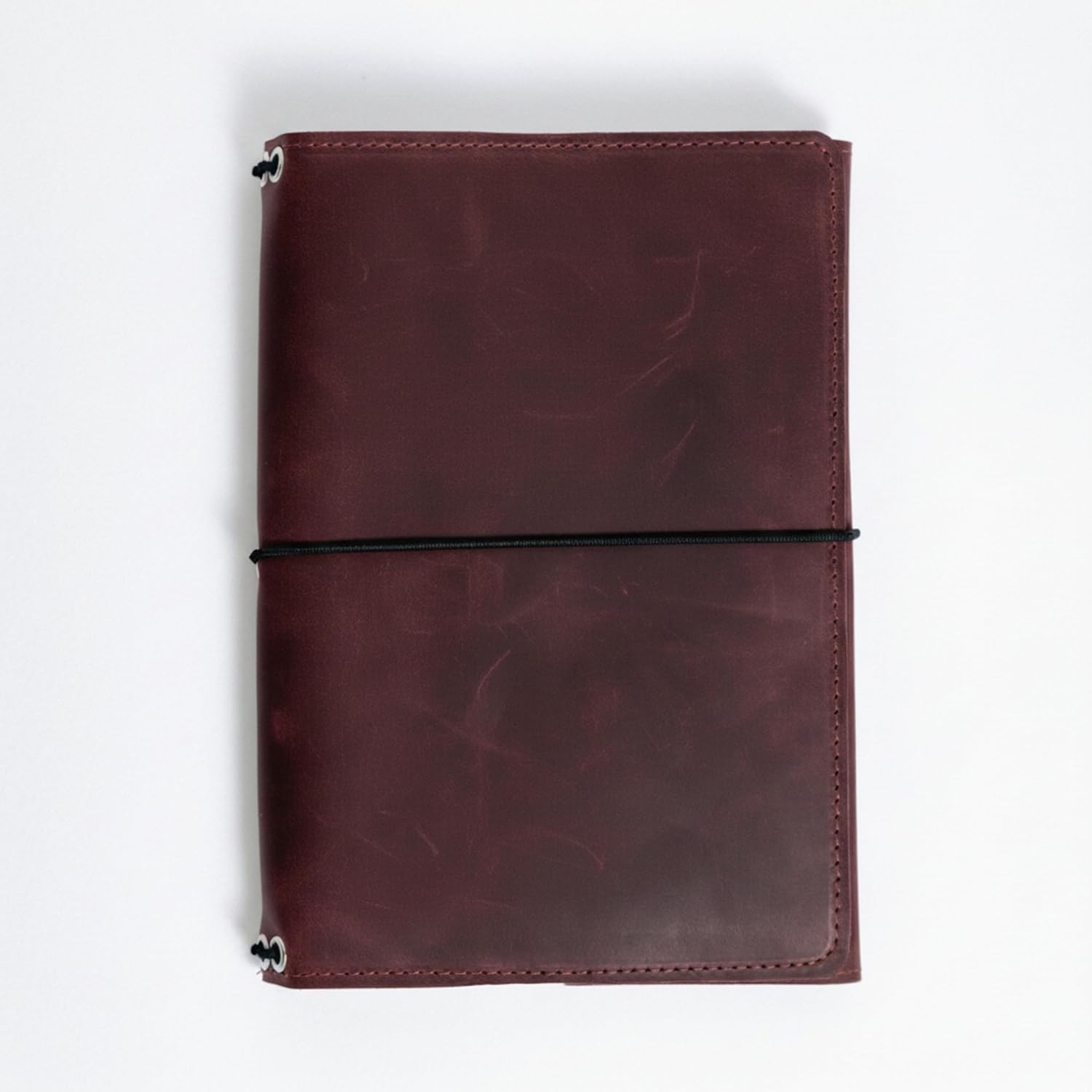 Leather A5 Notebook Cover Refillable Journal Case with Elastic Bands Pen Holder