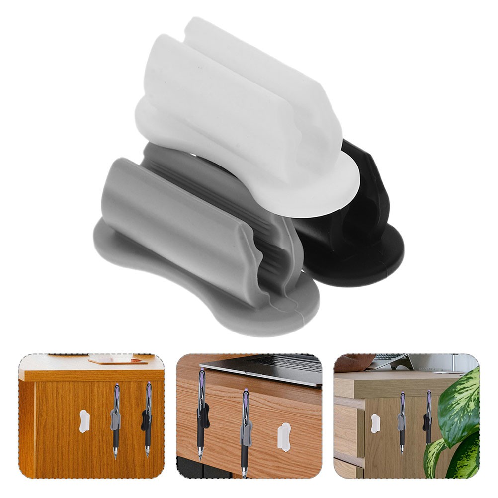 3Pcs Versatile Adhesive Pencil Holder in Assorted Colors for Desk and Wall