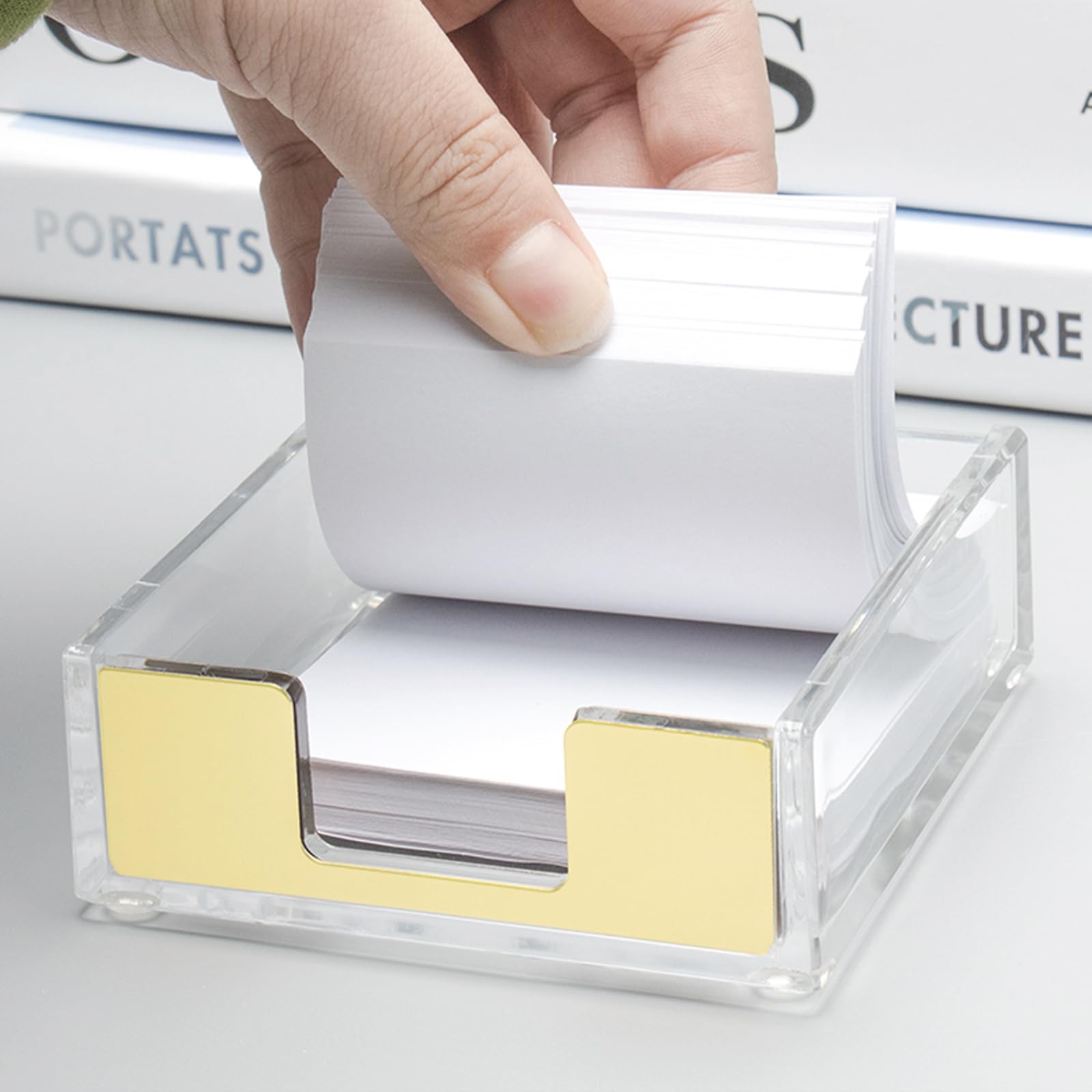 NatSumeBasics Gold Sticky Note Holder Clear Acrylic Yellow Pure Tone
