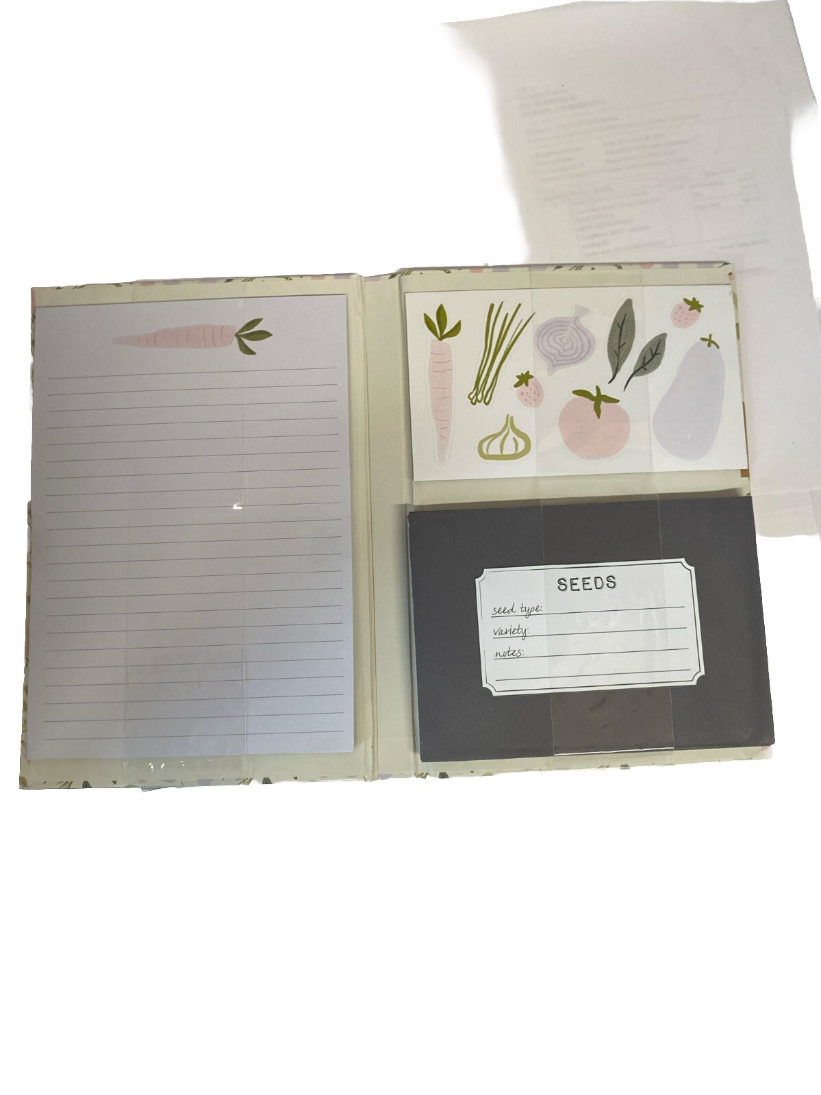 Gardener’s Set Journal Letter Set Vegetables Envelops Stickers List Pad 5.5″ X 8