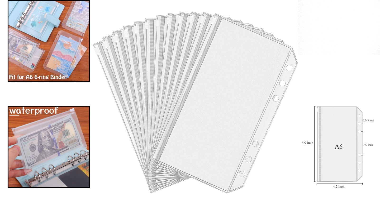 Versatile 12-Pack A6 Budget Cash Envelopes – Waterproof PVC Document Pouches