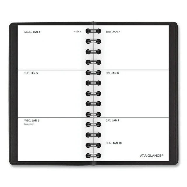 AT-A-GLANCE (70-035-05) 2026 Weekly Planner, Black Pocket Size 2 1/2″x4 1/2″