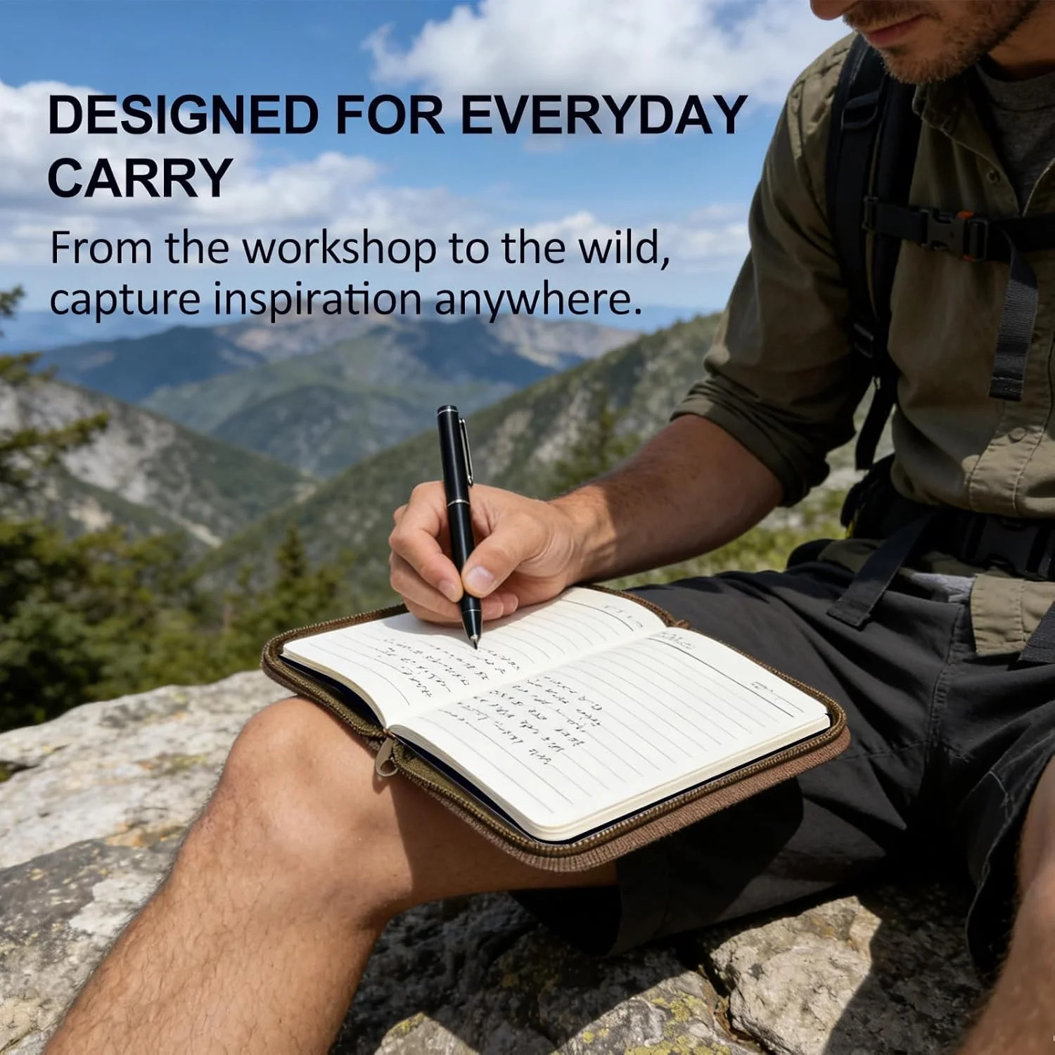 Pocket Notebook Cover for Field Notes, Waxed Canvas Journal Cover with Zipper