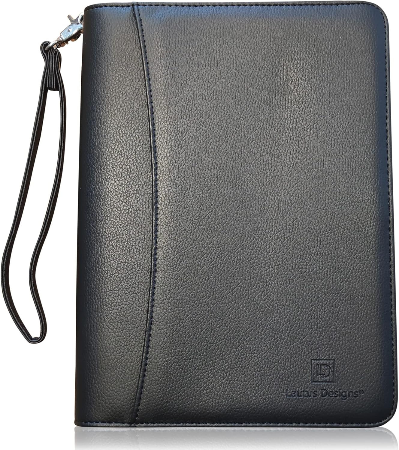 Zippered Portfolio Binder with Junior Legal 5X8 Notepad – Matt Black PU Faux Lea
