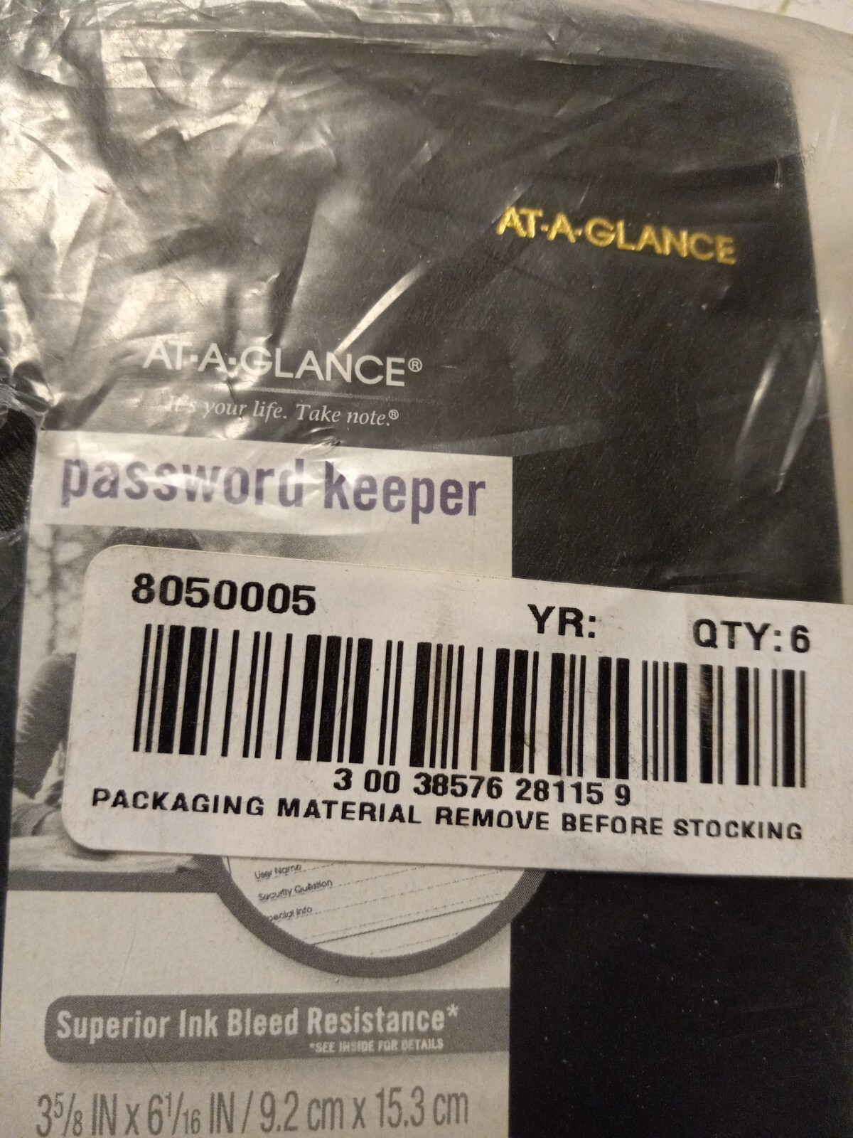 At-A-Glance Password Keeper 3 5/8 In.x 6 1/16 In. (80-500-05) Lot Of 6