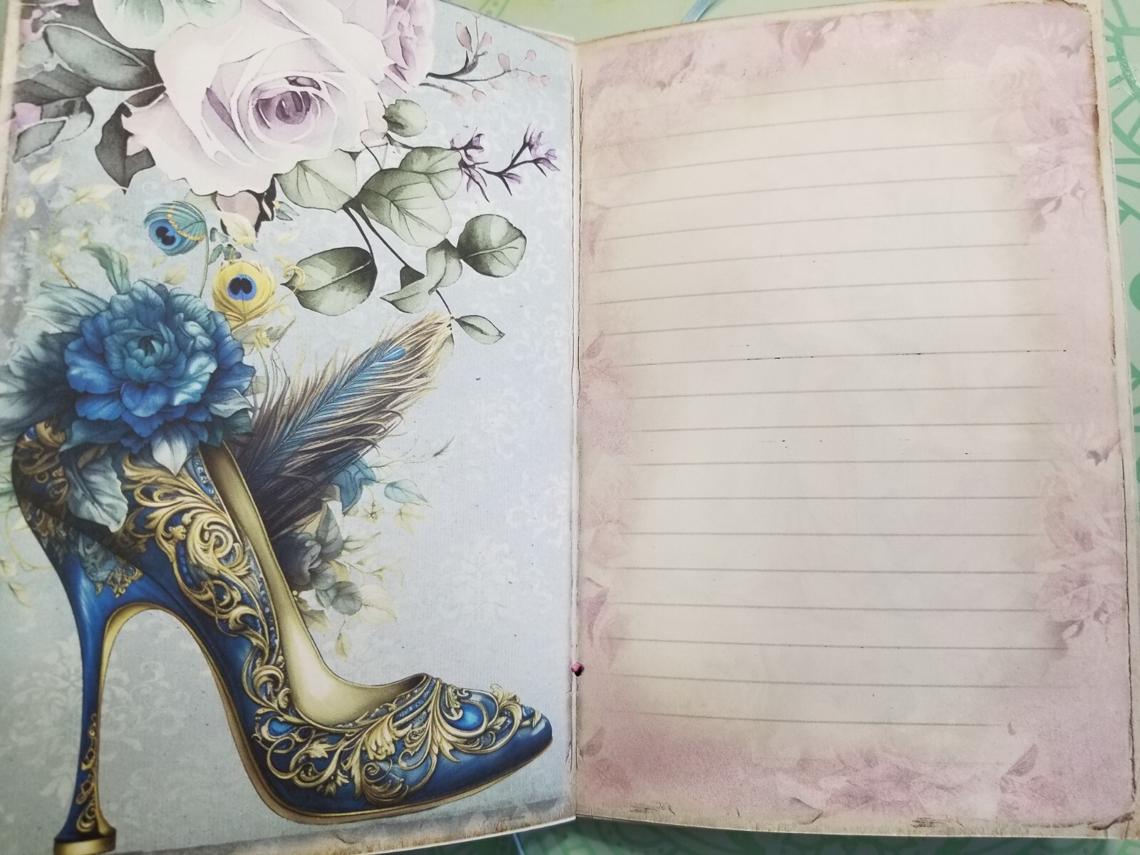 Junk Journal Booklet “VICTORIAN PEACOCK” HANDMADE Cards, Pockets, Ephemera