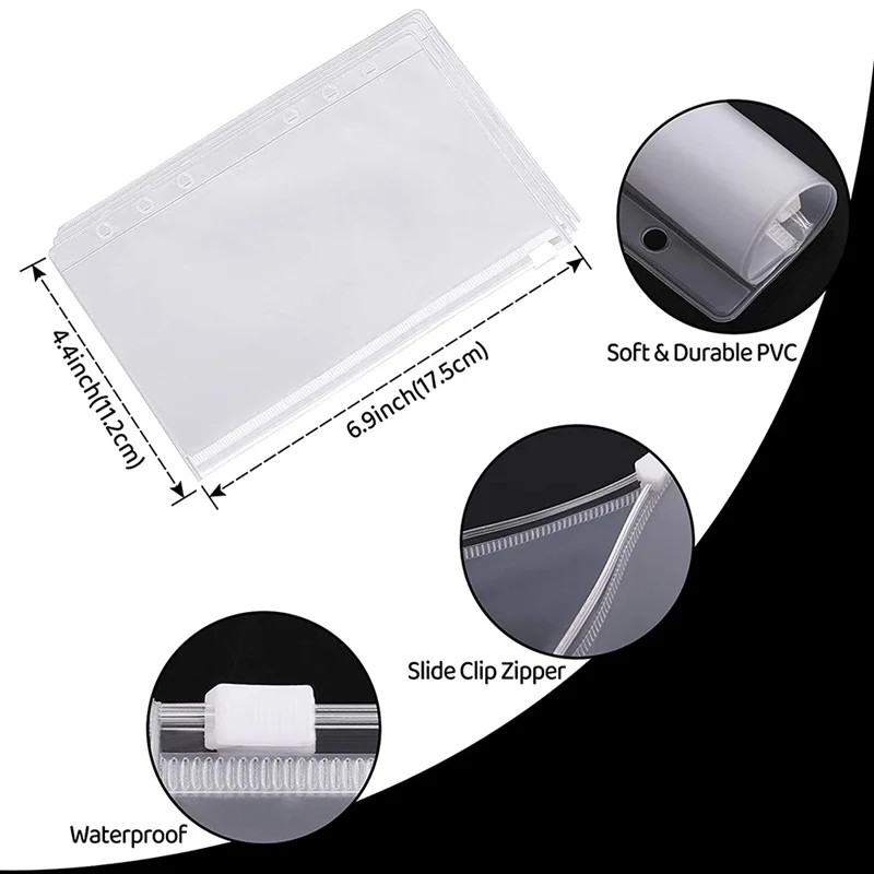 A6 PU Leather Budget Binder Cash Envelope System Money Organizer US
