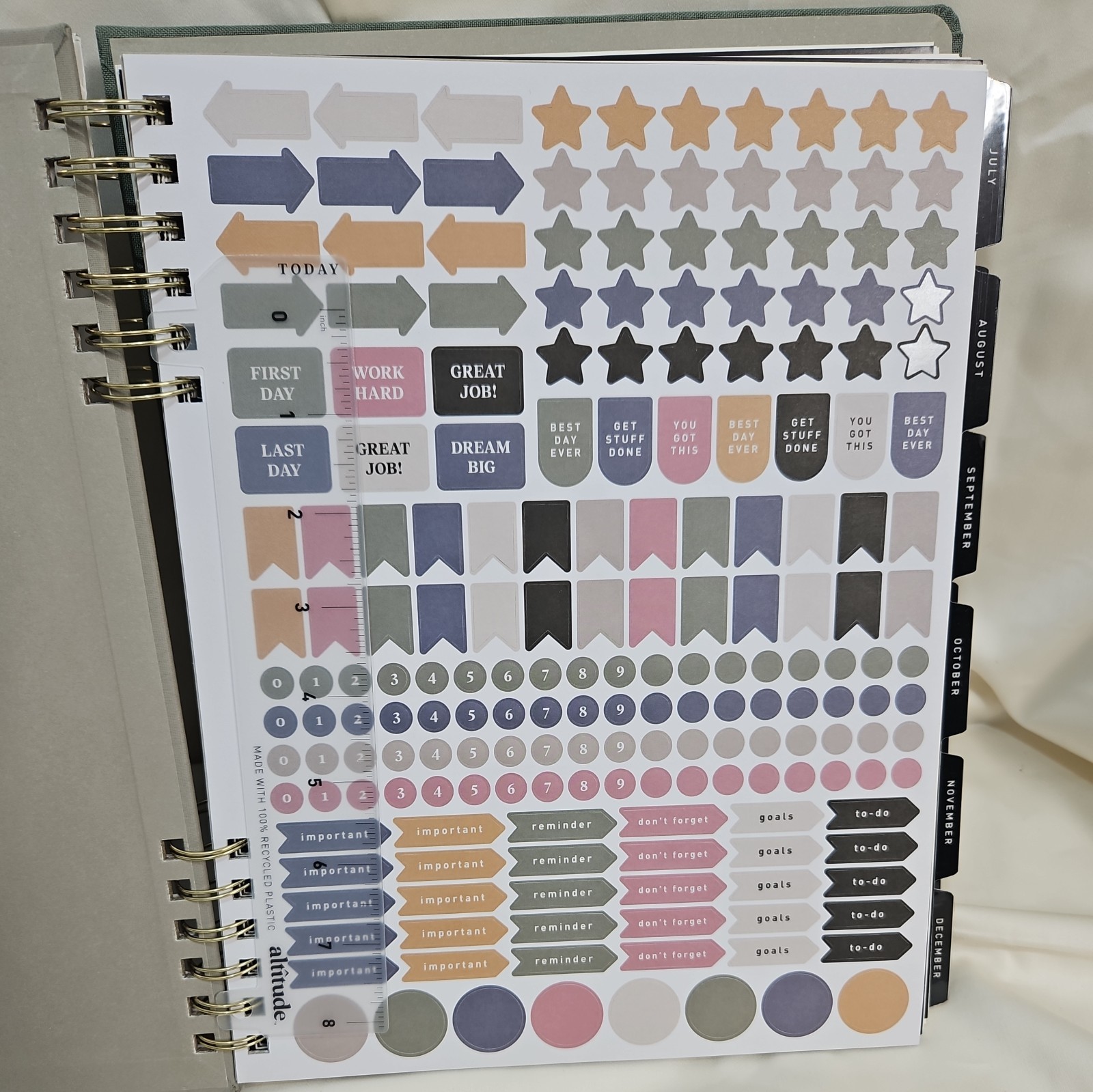 Altitude 8.5×11 2025-2026 Weekly Monthly Planner Dark Sage Warm Gray