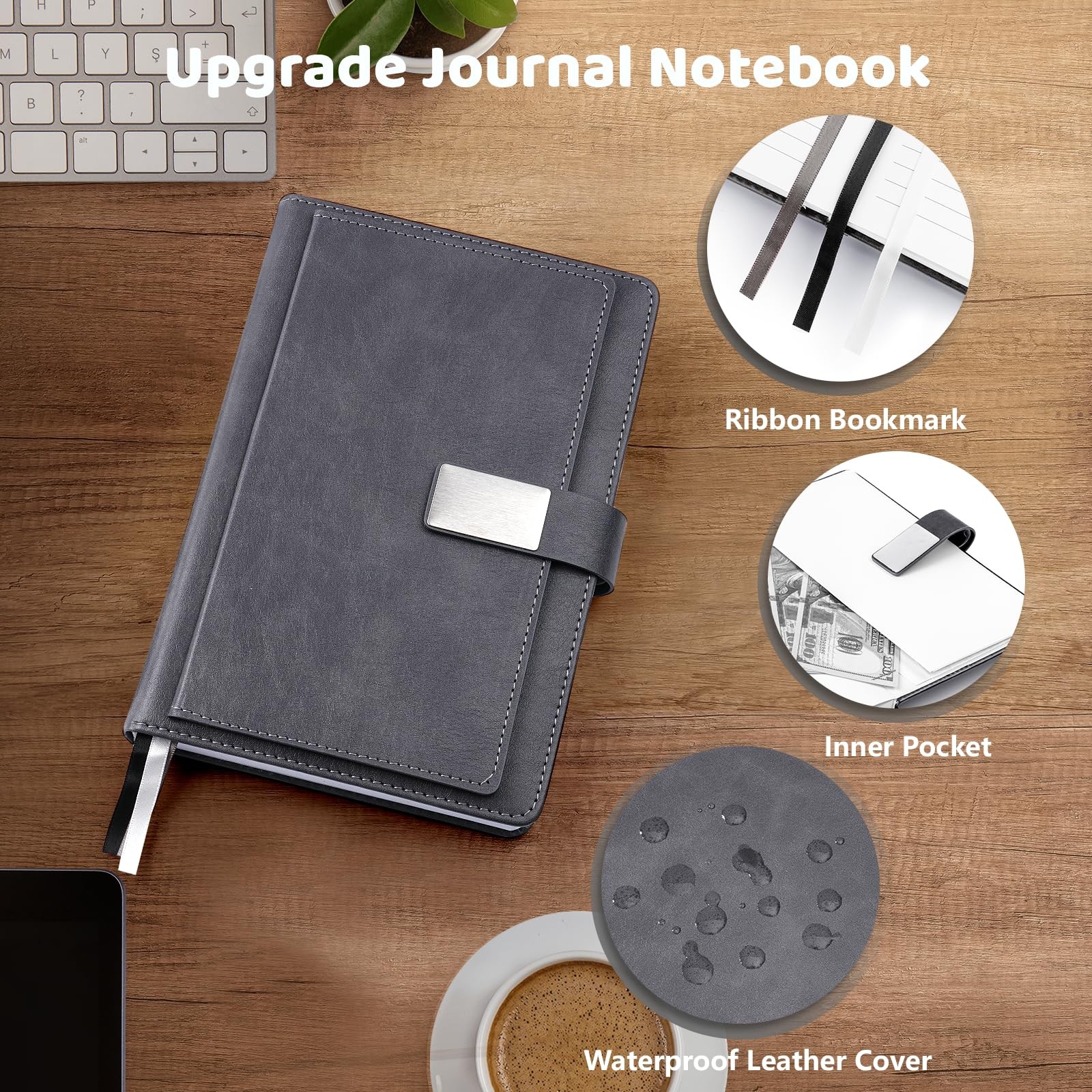 Executive Lined Journal Notebook, 256 Pages, College Ruled, A5 Hard Cover Lea…