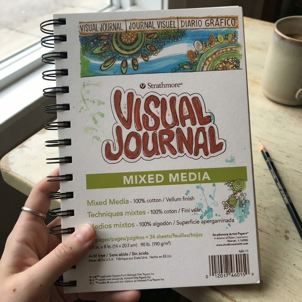 Compact 34-Page Visual Journal, Perfect for Scrapbooking and Mixed Media Art