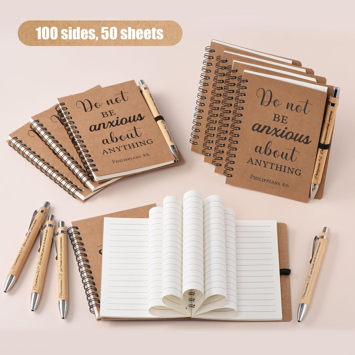 10 Pcs/5 Set of Christian Gifts Spiral Notebooks Bulk Journals with Christian Pe