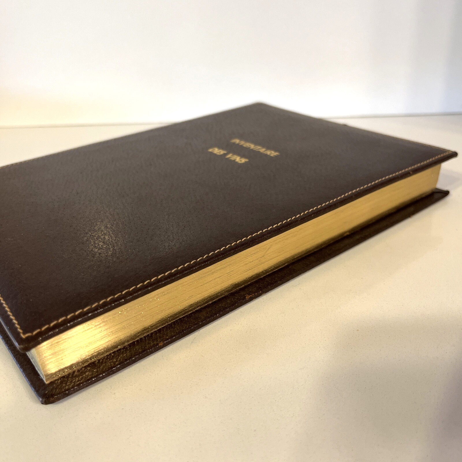 Italian Leather Wine Journal Inventaire Des Vins New Vintage-Gilt- Handsome Book