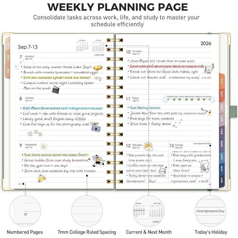 2026-2027 Academic Planner Weekly Monthly Organizer Student Teacher Journal New
