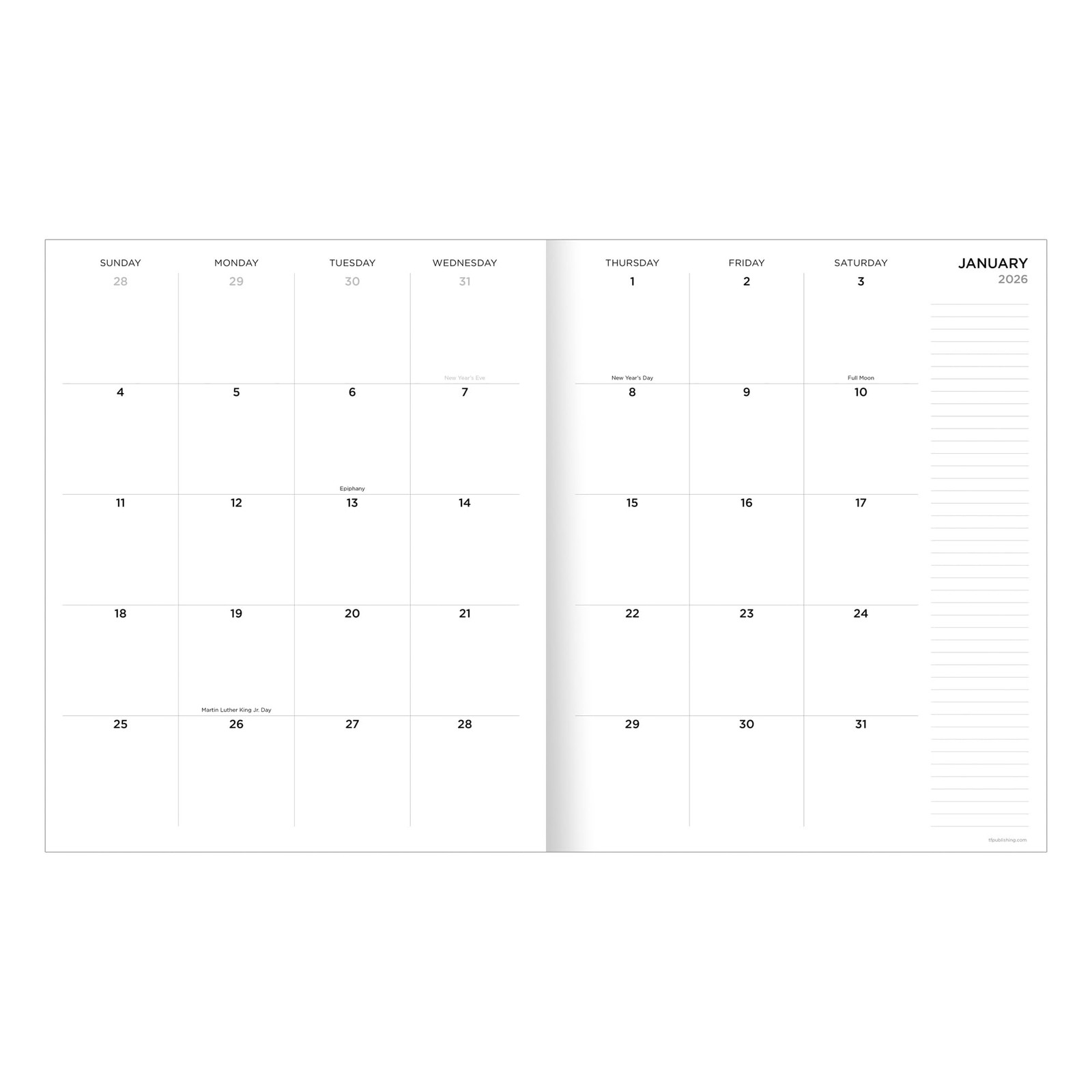 TF Publishing 2026 Denim Large Monthly Planner – 2 Page Spreads Large,