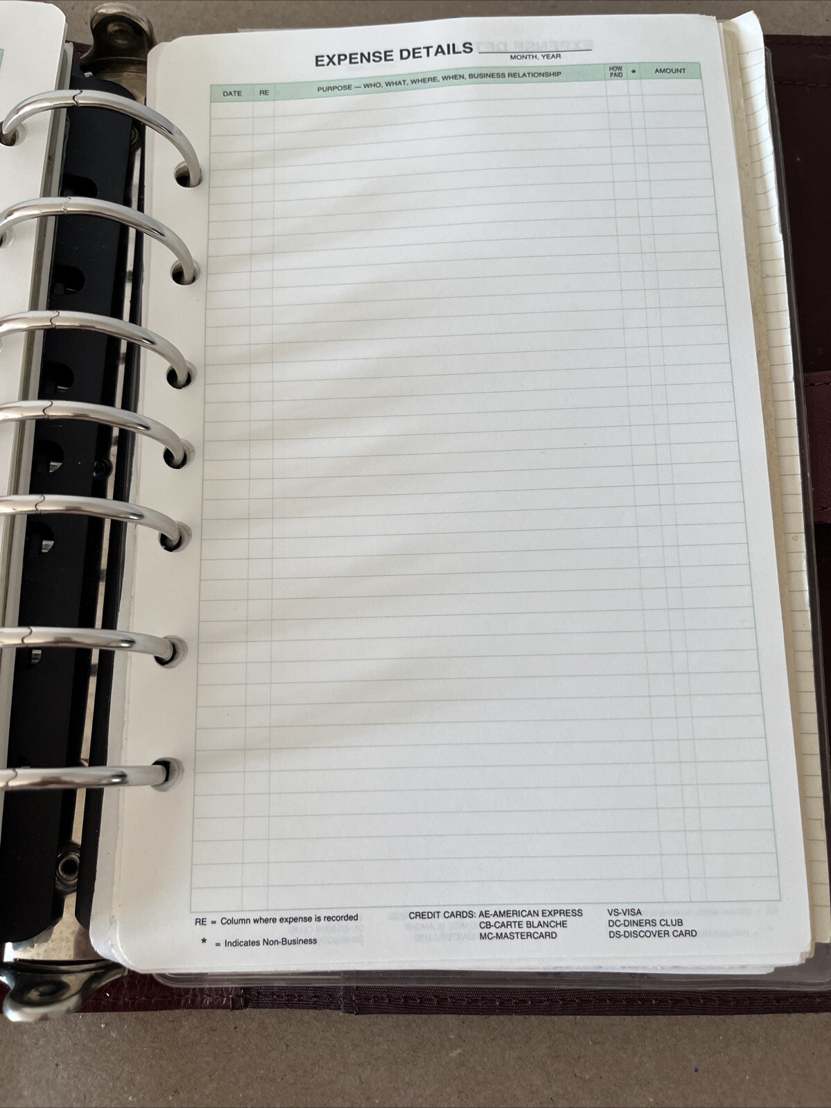 Day-Timer Planner Binder Brown Leather 7 Rings Loose Leaf USA Made 1996 Vintage
