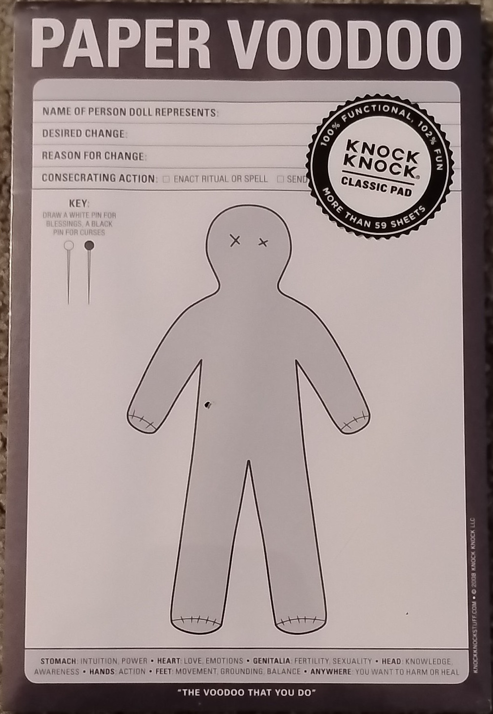 Knock Knock Paper Voodoo Classic Pad Cardboard Cover Blank Journal MPN 50279