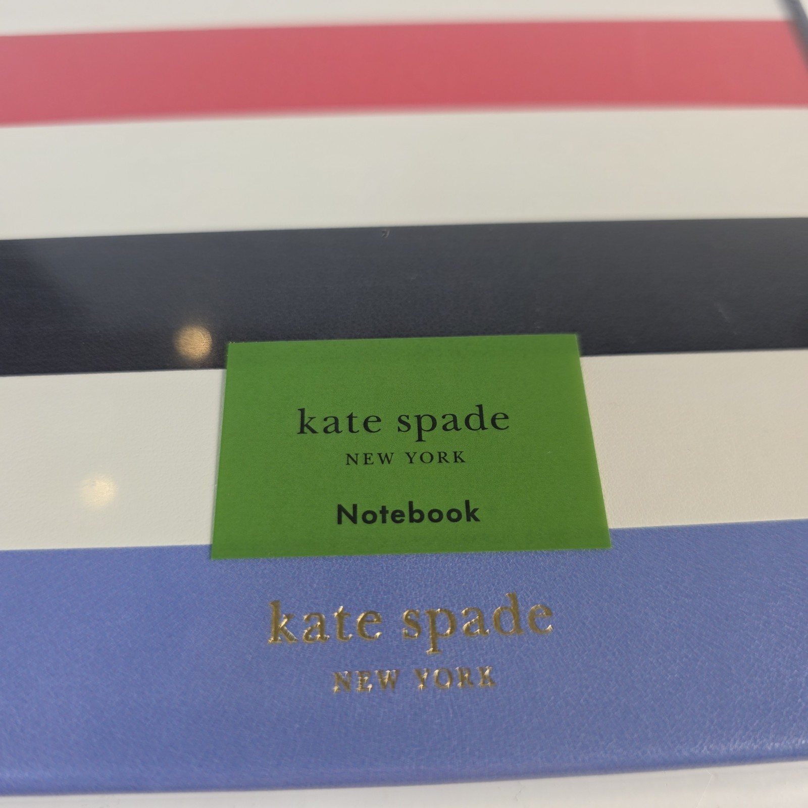 Kate Spade Adventure Stripe Take Note XL Notebook 168 Lined Pages Ribbon Pocket