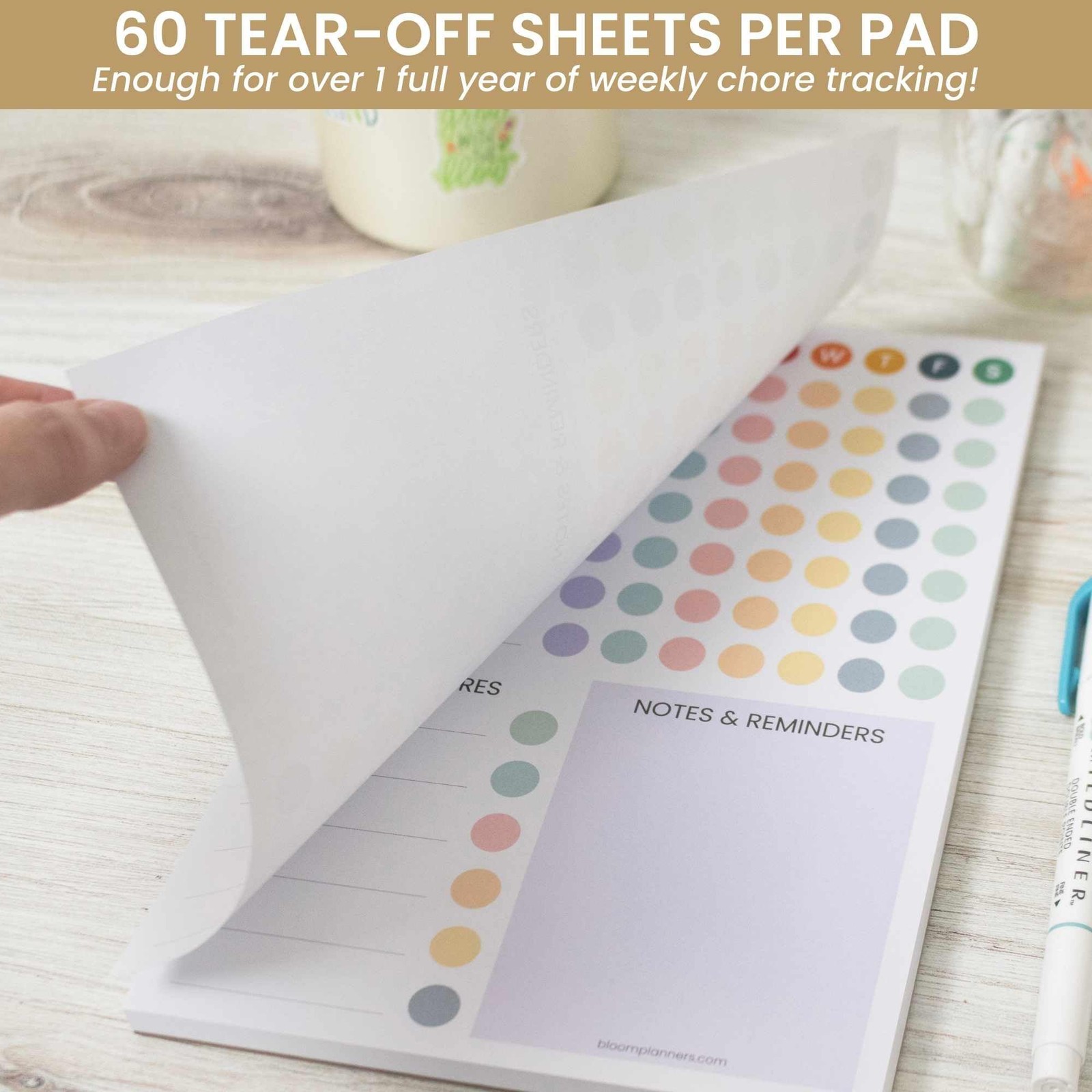 bloom daily planners Magnetic Chore Chart Planning Pad – 6 x 9 inches, Bright