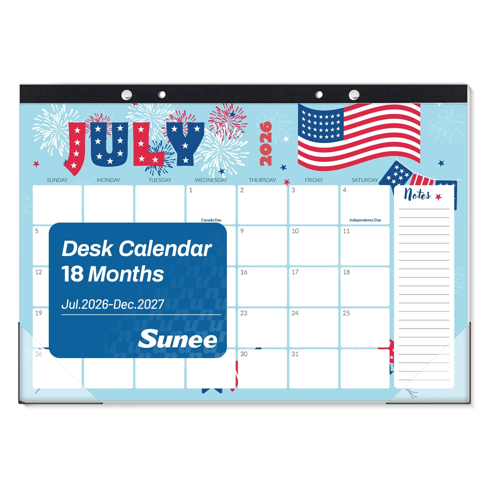 SUNEE Desk Calendar 2026-2027, 17″ x 12″, 18 Month Jul. 17×12, Cute
