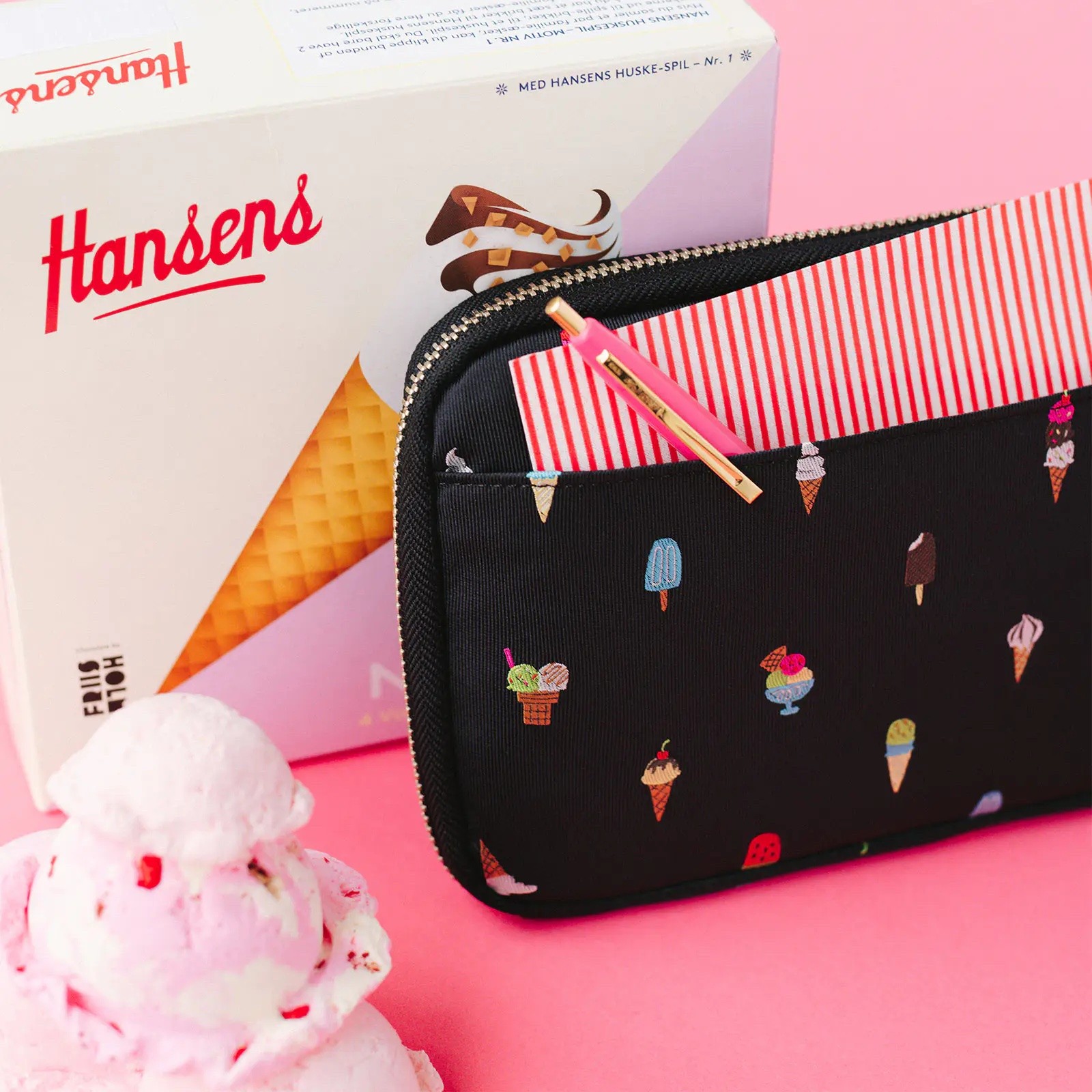 Hobonichi Drawer Pouch Ane Tie & Chief Happy Ice Cream Wallet Organizer Japan