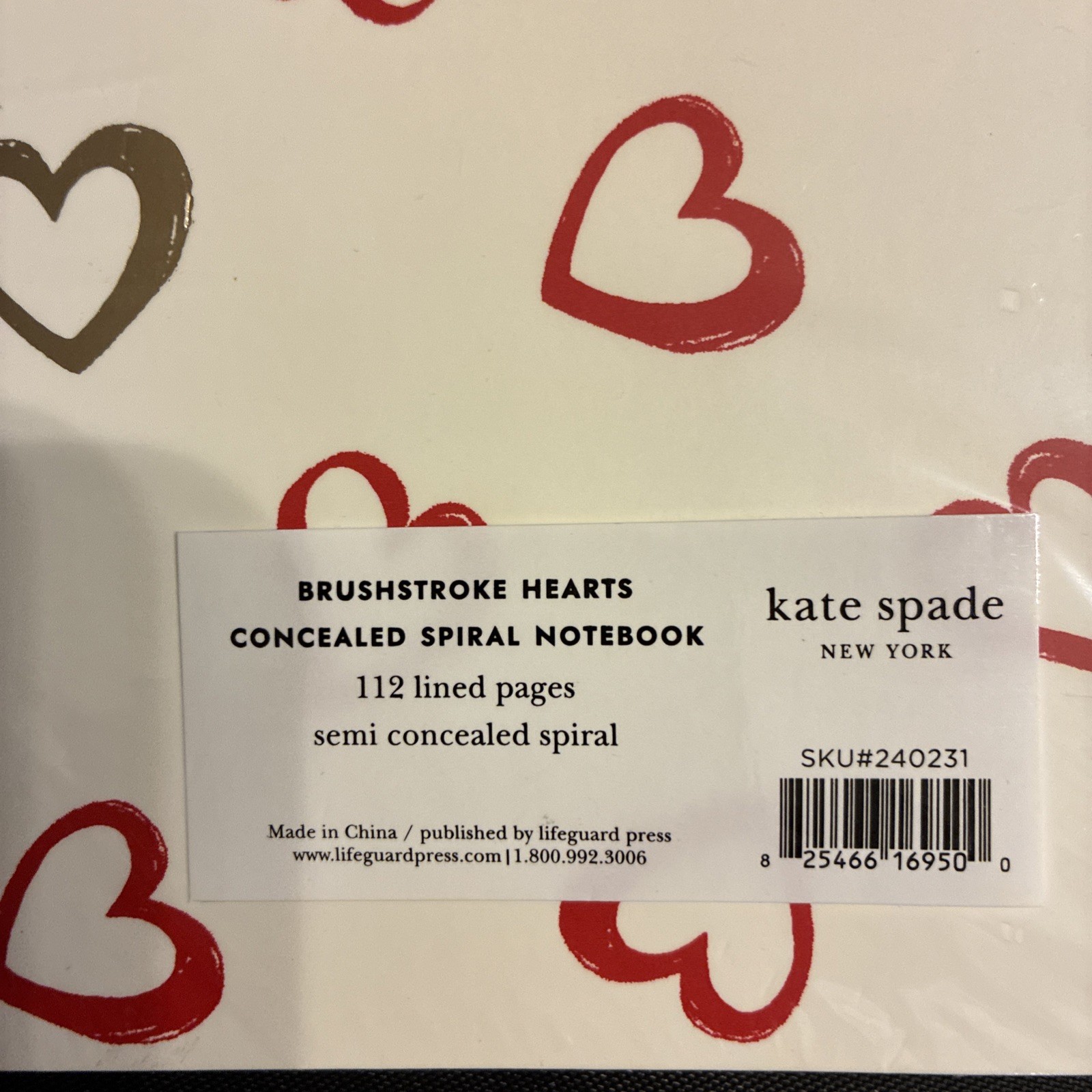NWT Kate Spade Hearts Spiral Notebook Note Pad Lined Pages Paper Journal