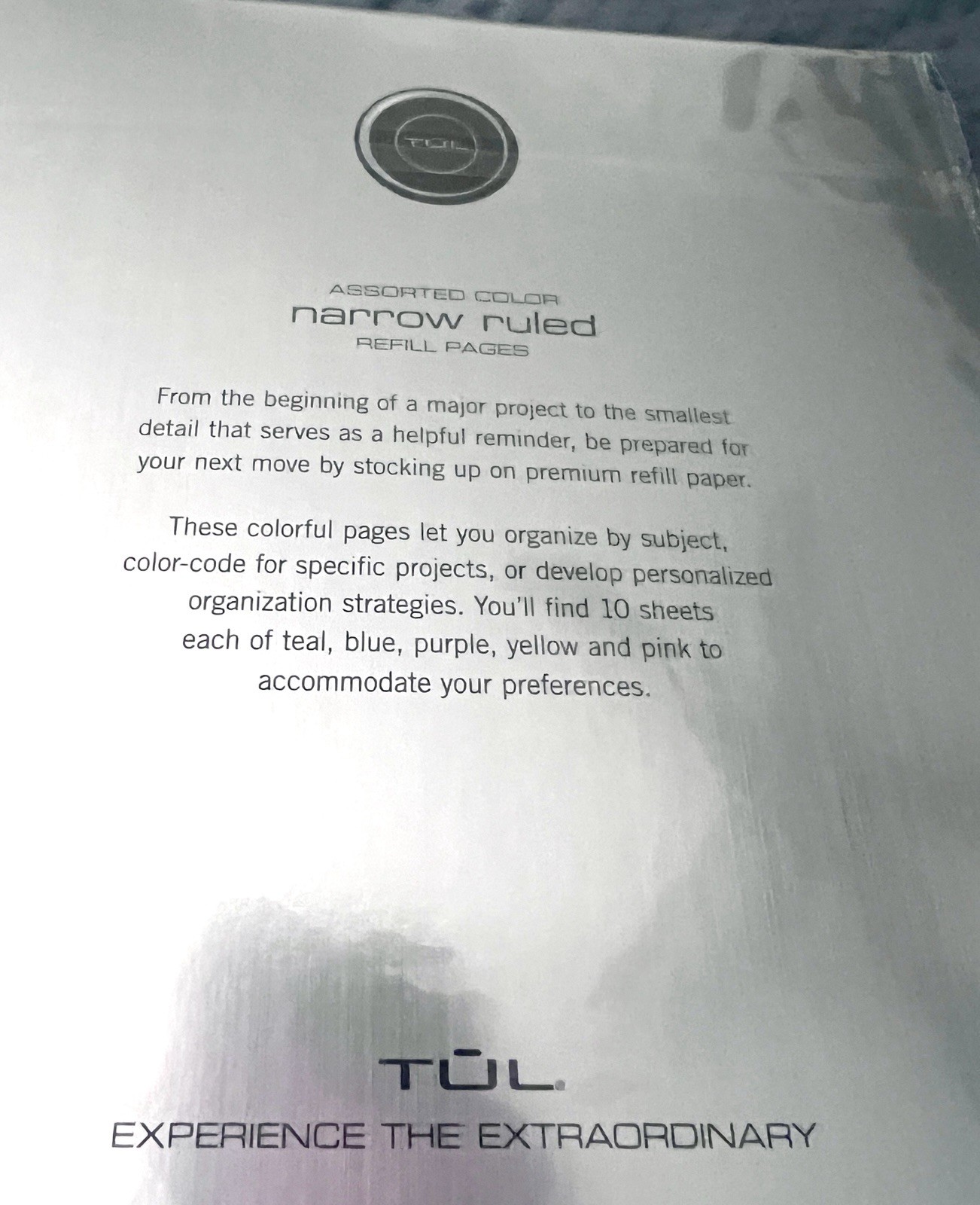 TUL Refill Pages Size Narrow Ruled 50 Sheets Pages Assorted Pastel Colors