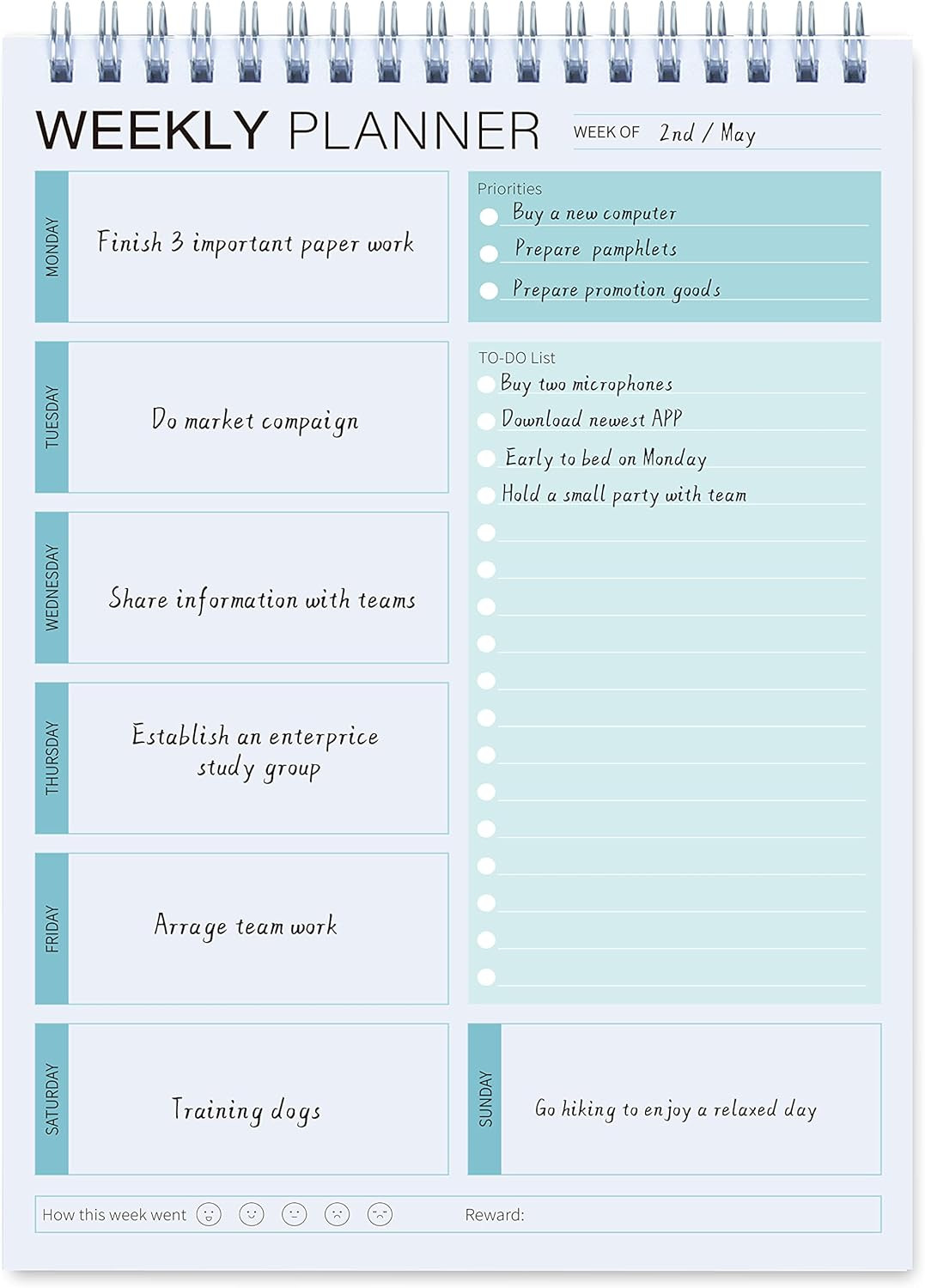 Weekly Planner Notepad,Spiral to Do List Undated Planning Pad, Weekly Organizer