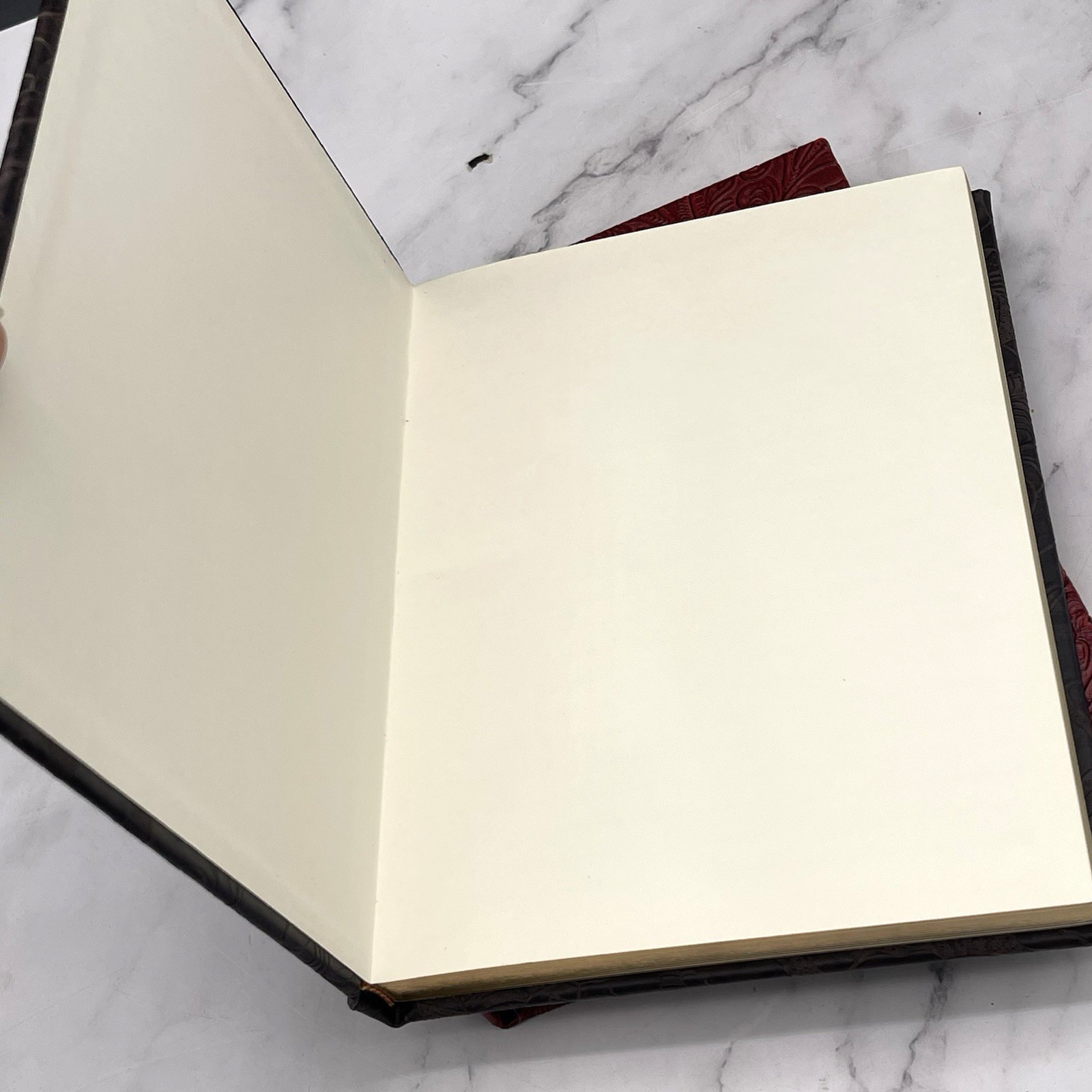 Set of 2 Leather Embossed Hard Cover Journal Notebook Gold Pages Travel Writing