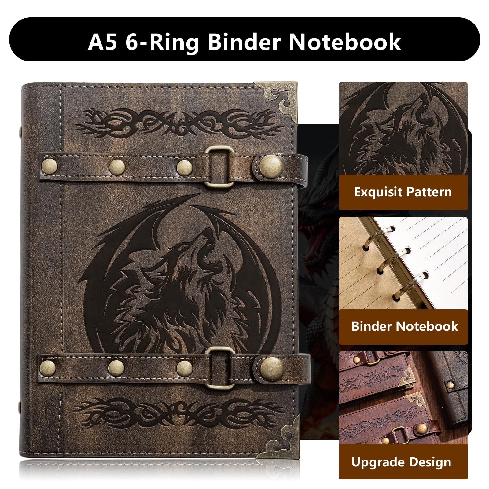 DUROTAN DND Notebook Wolf Journal For Men Women – 400 pages Vintage Leather