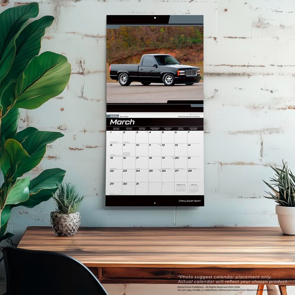 Chevy Super Sport OFFICIAL | 2026 12×24″ Square Wall Calendar | Plastic-Free