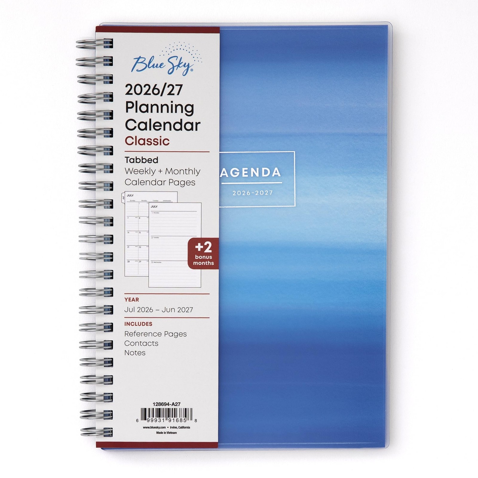 Blue Sky 2026-2027 Weekly and Monthly Academic 5″ x 8″, Chanson- 2026/2027