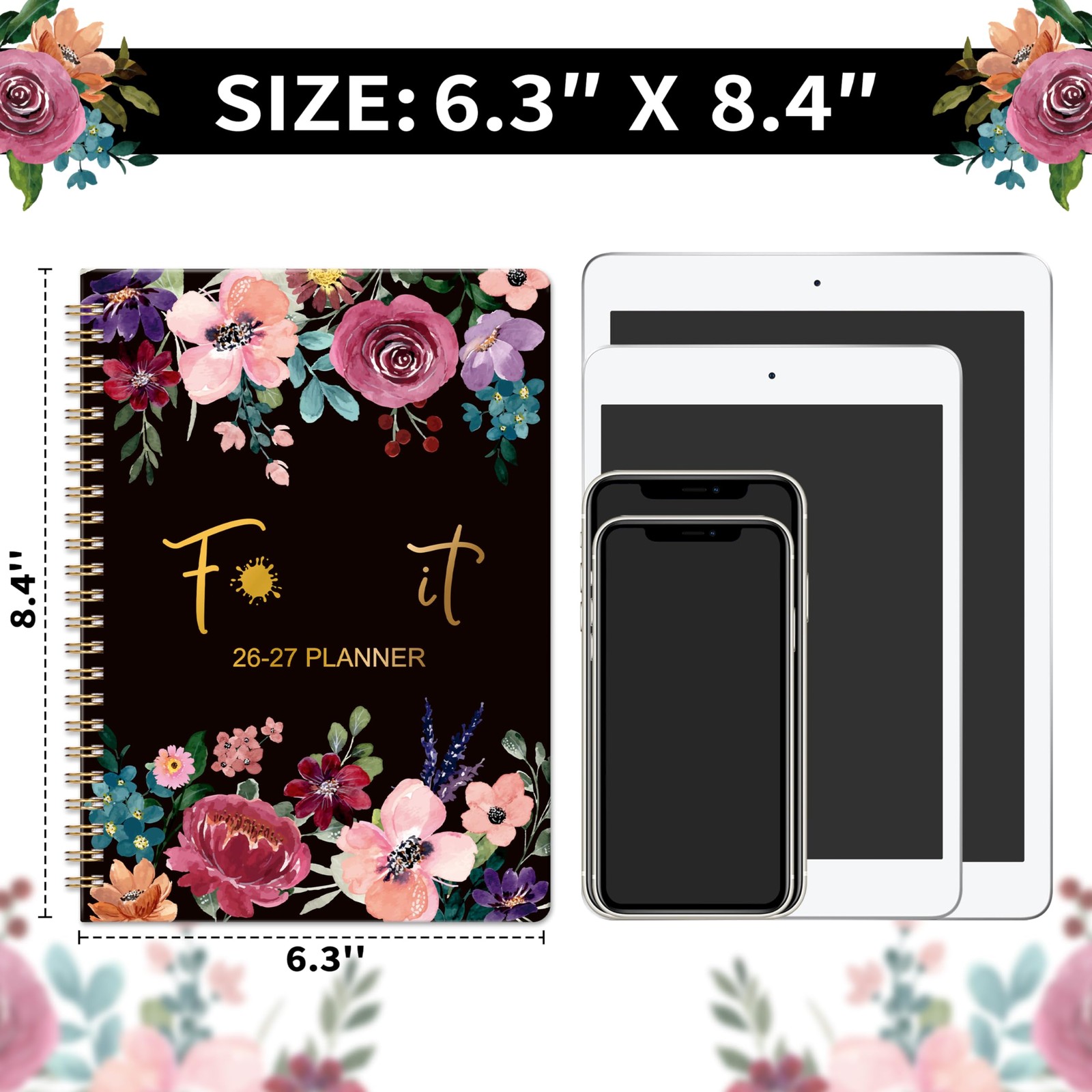 2026 2027 Planner Weekly Monthly 12 Month 6.5×8.5 Funny Quotes