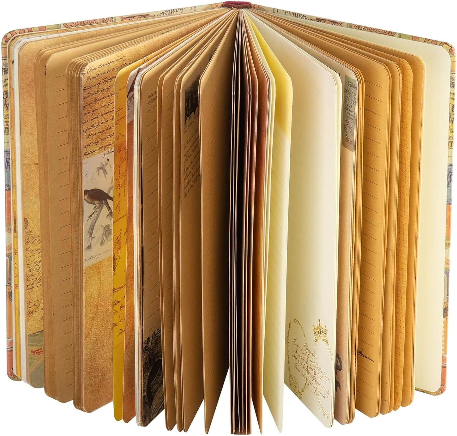 A5 Vintage Travel Journals for Women, European Kraft Paper Diary Color Illustrat