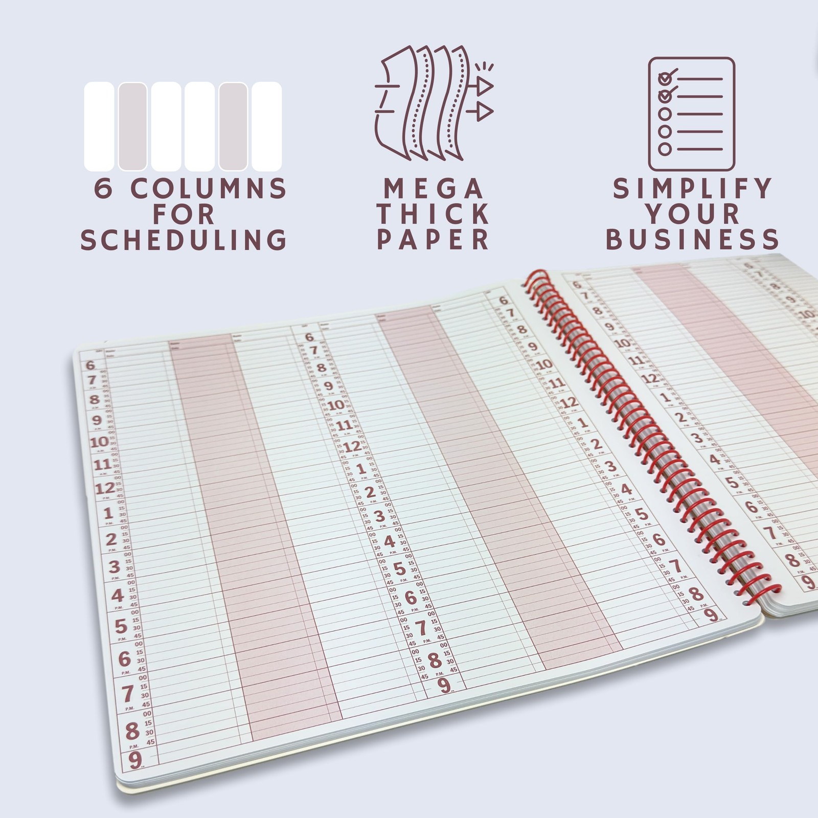 “Large Undated Appointment Book 12.75″ x 13.5″ – 6 Column Daily Planner”