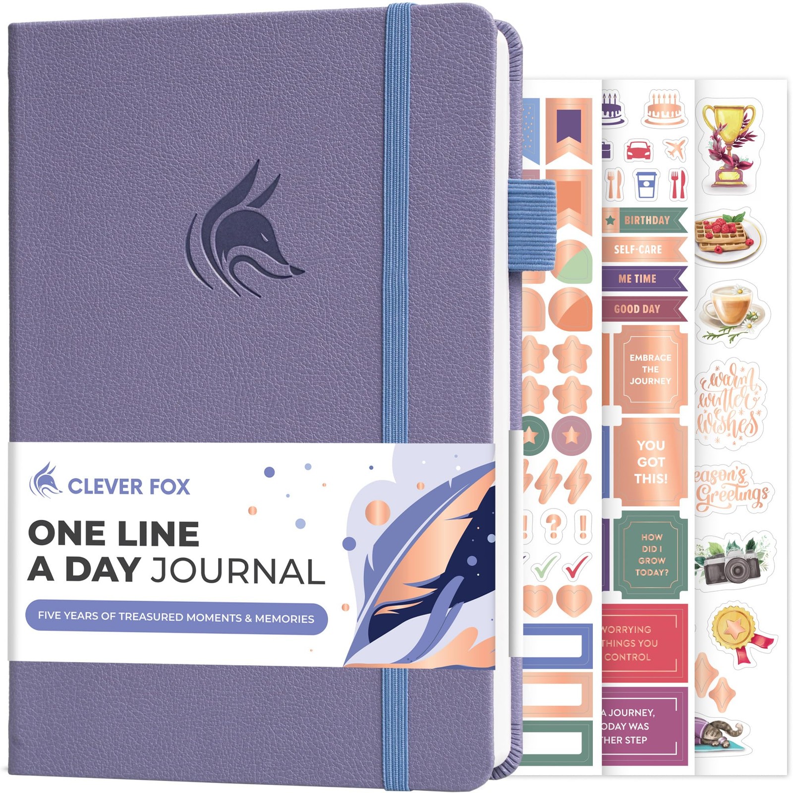 Clever Fox One Line A Day Journal – 5-Year A5 (5.8” x 8.3”), Lavender