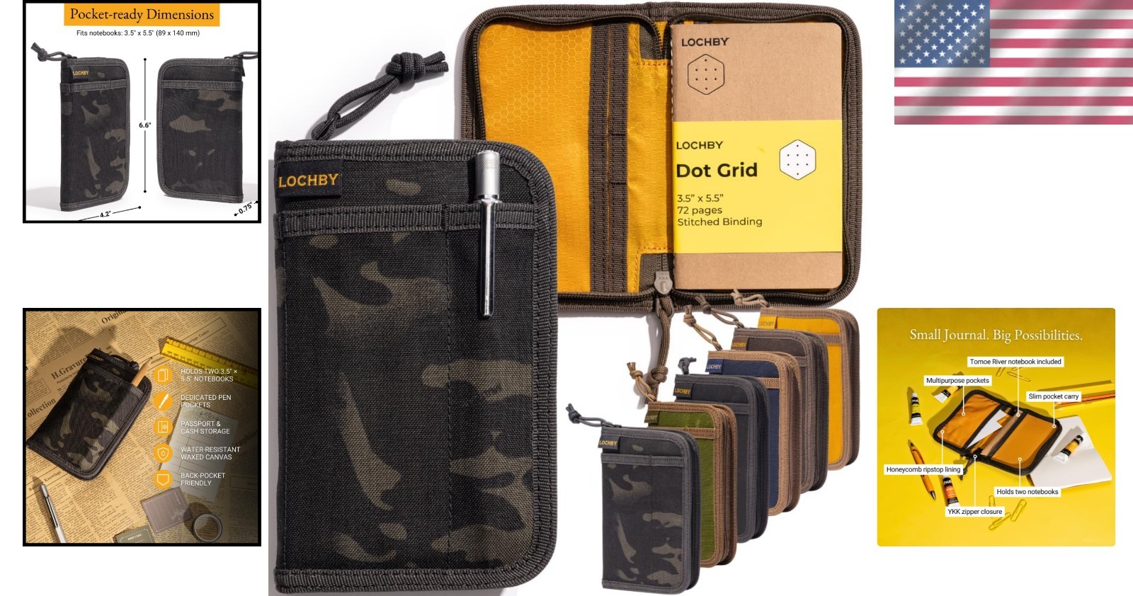 Travel Pocket Journal | Tomoe River Paper | Military Style | Smart Storage