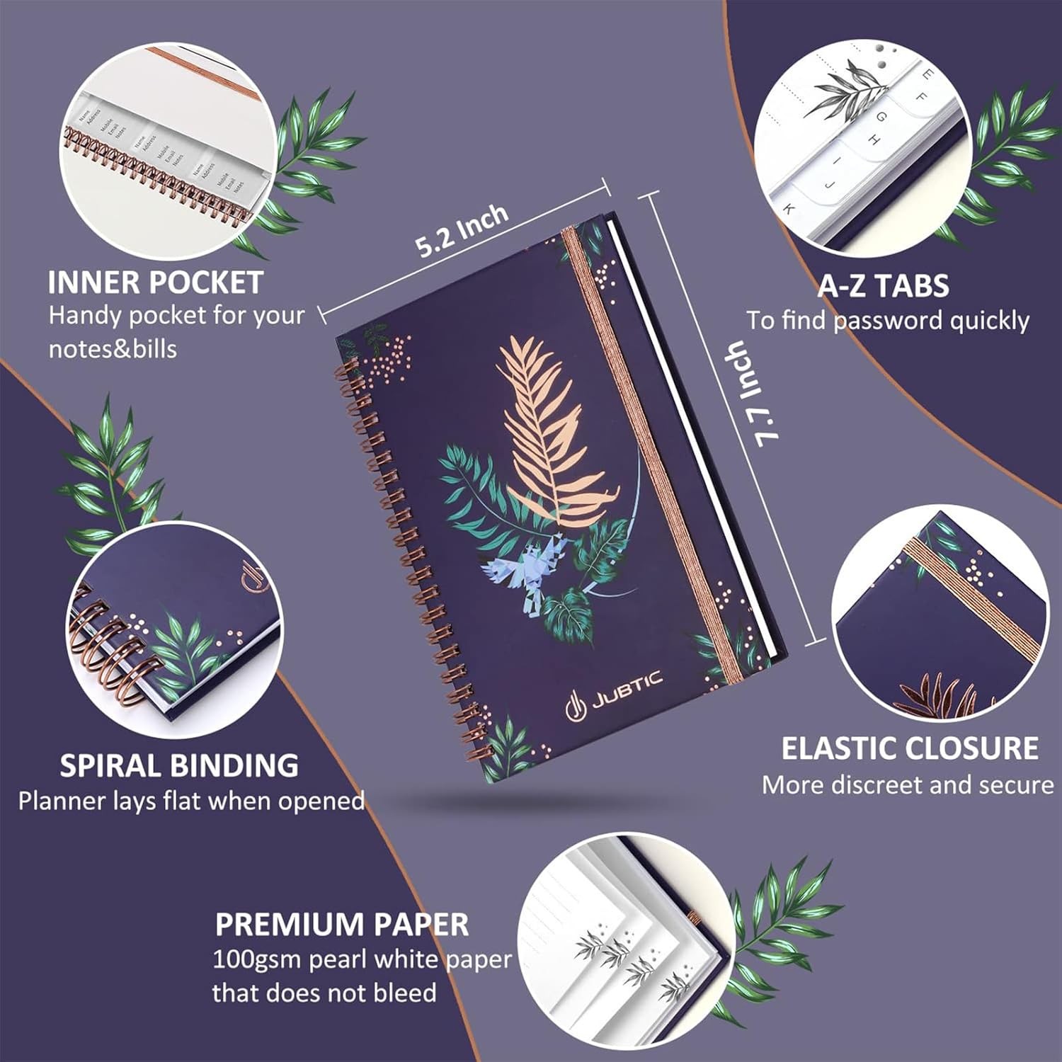 Hardcover Spiral Bound Address Book Refillable with Alphabetical Tabs