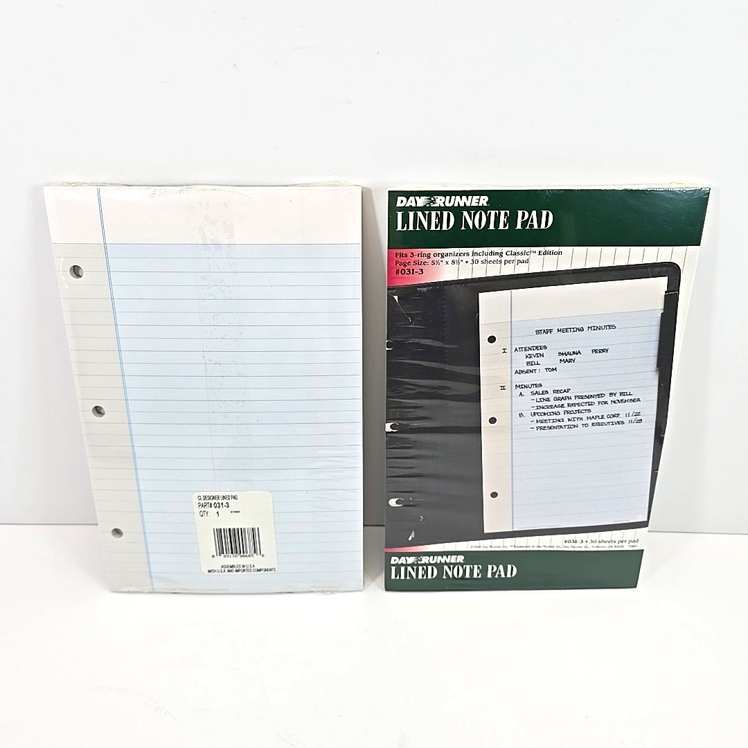Day Runner Set – 1 Zip Pouch + 2 Lined Note Pads – Size 5.5″ x 8.5” – New Sealed
