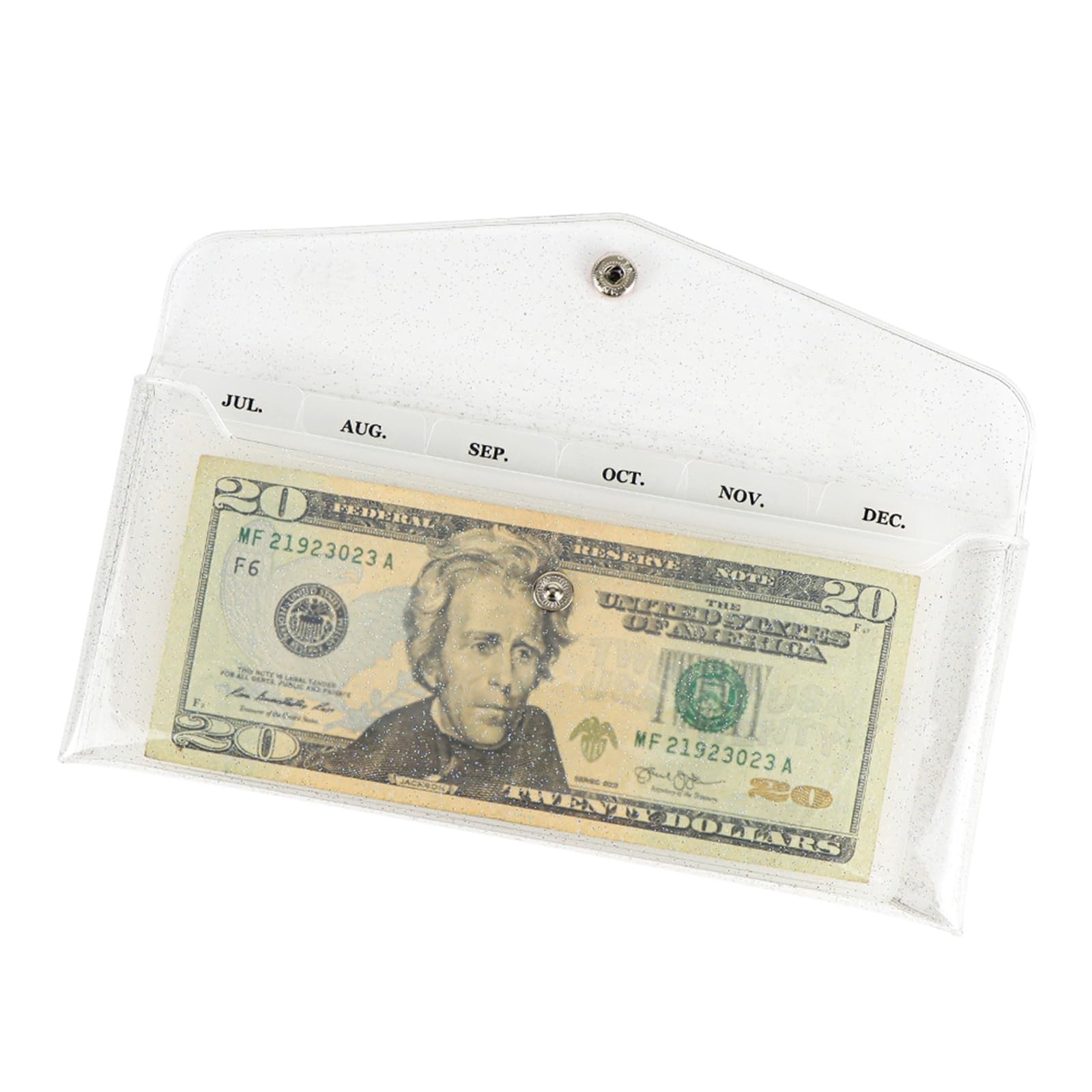 Cash Envelope Wallet PVC Transparent Budget Wallet Money Pocket Dividers Fros…