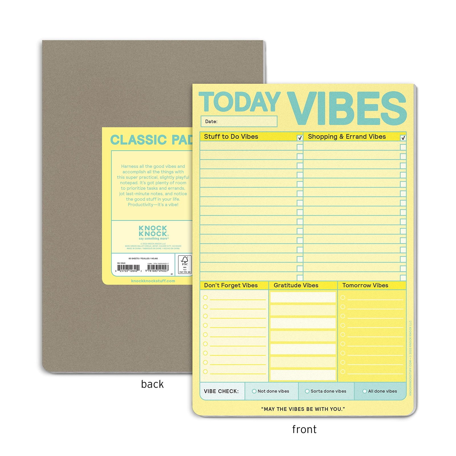 1-Count Knock Knock Today Vibes Pad, To Do List Notepad & Daily Planner Pad, 6 x