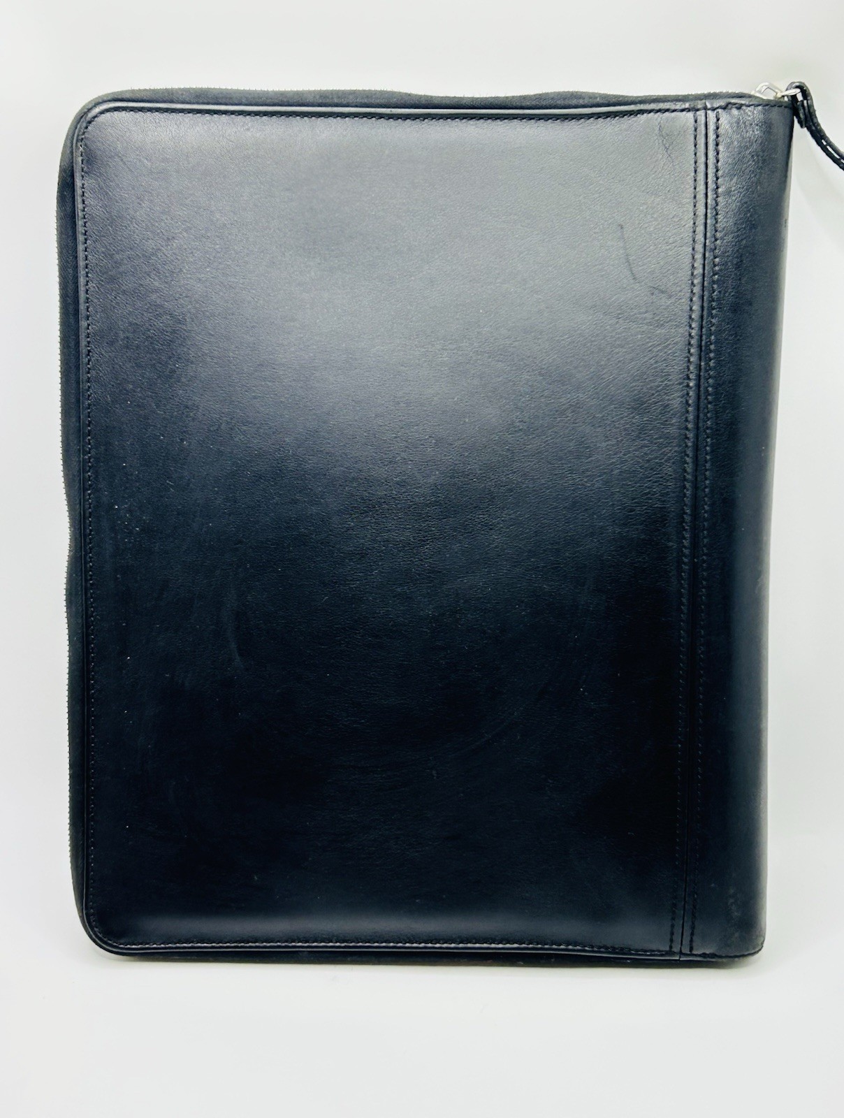 Coach Black Leather Zip Portfolio Organizer Pad Folio Business Case