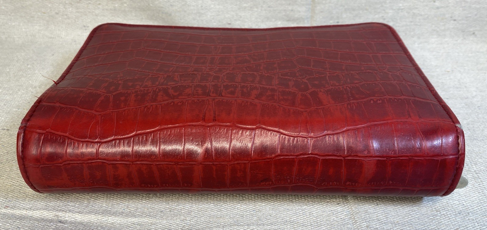 Day Runner Burgundy/Red Faux Croc Zip Planner Binder Organizer Wallet 6 Ring Vtg