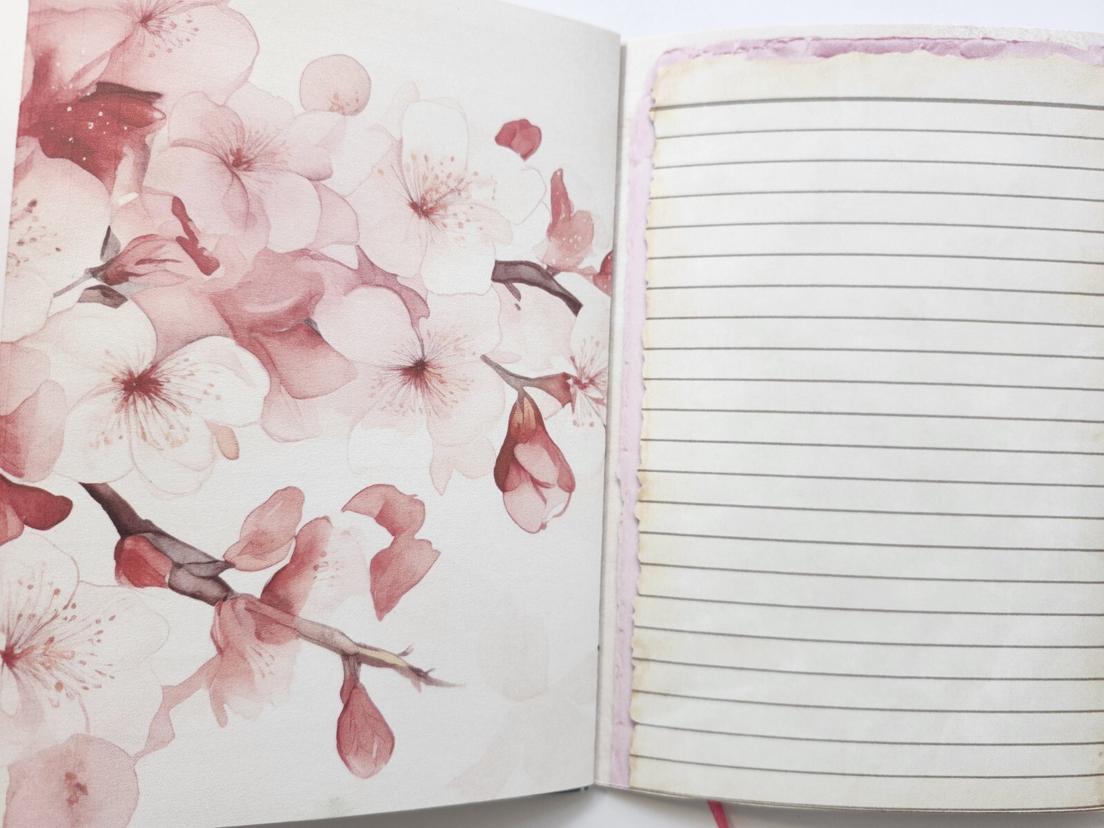 Junk Journal Blank Booklet “JAPANESE CHERRY BLOSSOMS” Handmade LG 8.5″x5.5″ 40pg