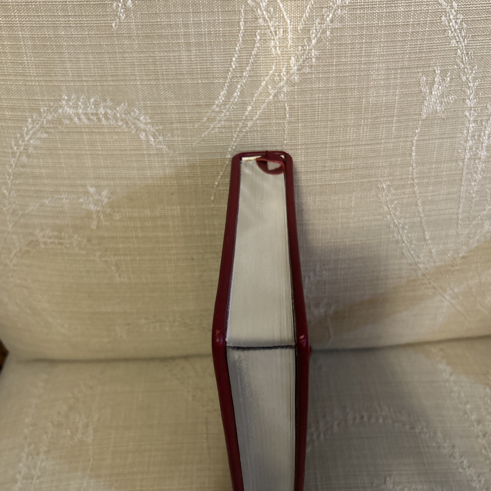 NEW Red Embossed Leather Lined Journal 6 x 9” Fleur-de-lis, Silver Edged Pages