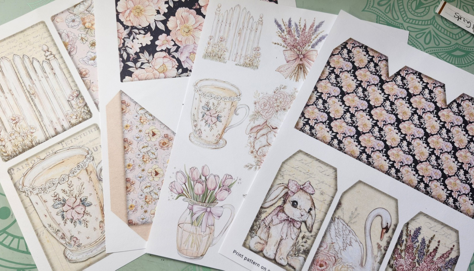 Junk Journal Booklet “SPRING FLING” HANDMADE Easter Spring Florals 6″x9″