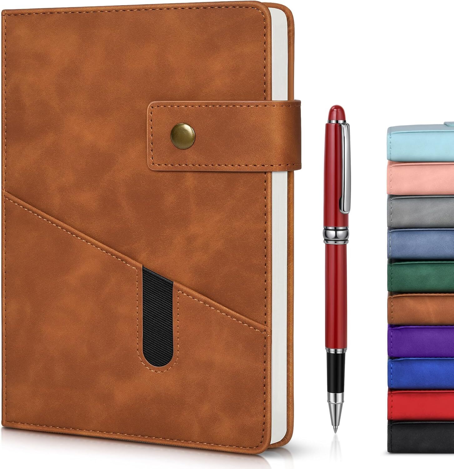 Brown A5 Lined Leather Journal Notebook for Men Women,5.9 X 8.4″ A5,