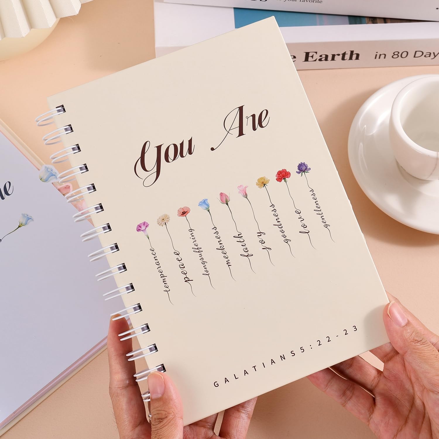 Galatians 5:22-23 Christian Prayer Planner, Weekly Devotional Journal A5, tan