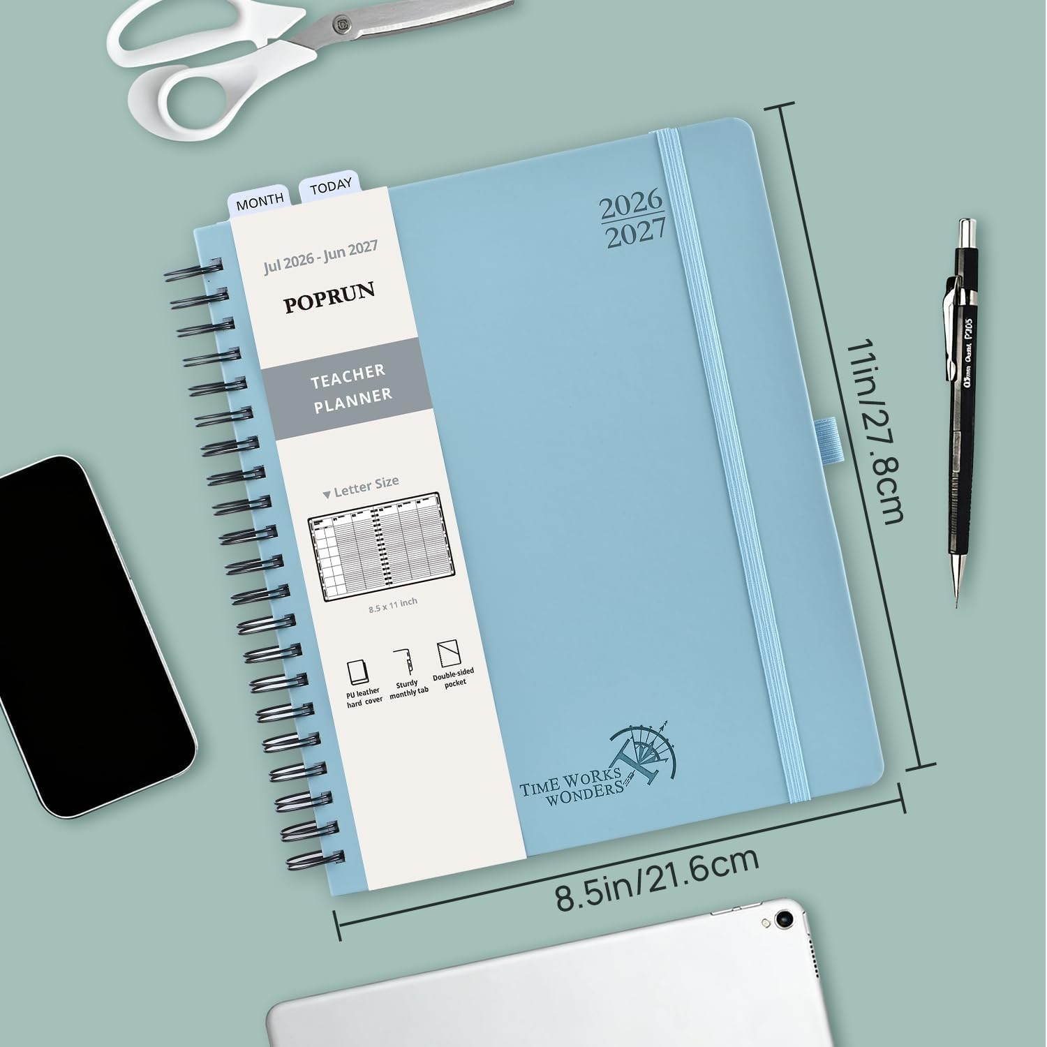 POPRUN Teacher Lesson Planner 2026-2027, (Letter Size – 8.5” x 11”) Academic P